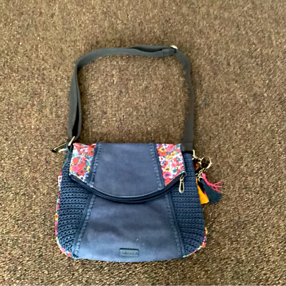 Sakroots Blue Shoulder Bag with Floral Accents